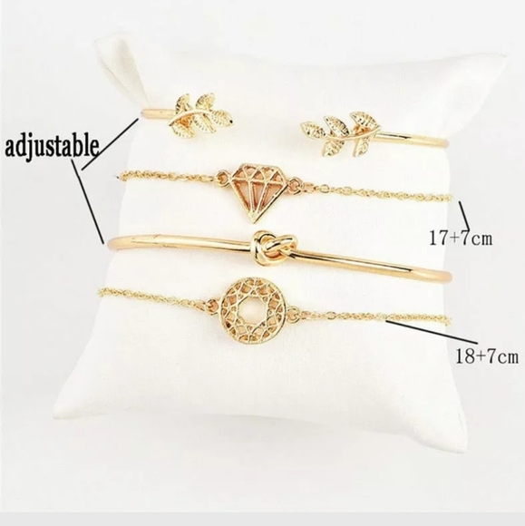 4 Piece Leaf/Knot Gold Bracelet Set - Picture 6 of 6